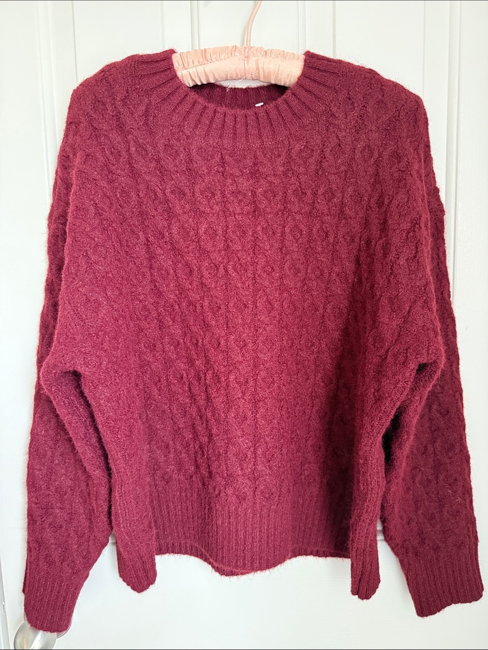 NWT LOFT Cable Knit Crewneck Sweater - Burgundy